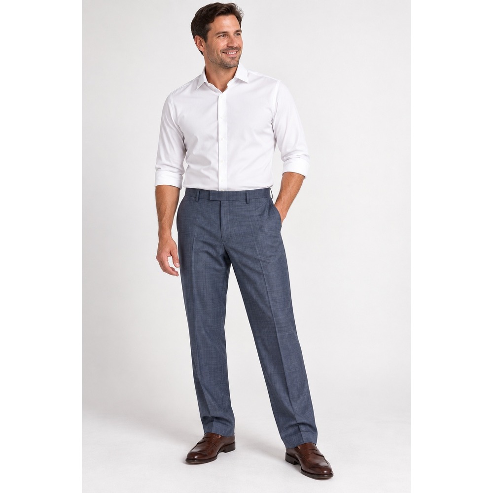 Banana Republic Mens Blue Plaid Guabello Wool Dress Pants Standard Fit 38x34 NWT